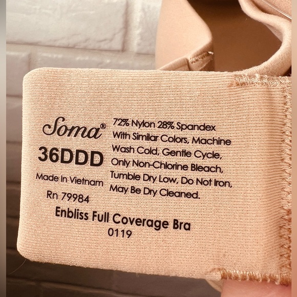NWT Soma Enbliss Nude Lined Underwire Tshirt Bra 36DDD Soft Tan  #0533 - Picture 8 of 13